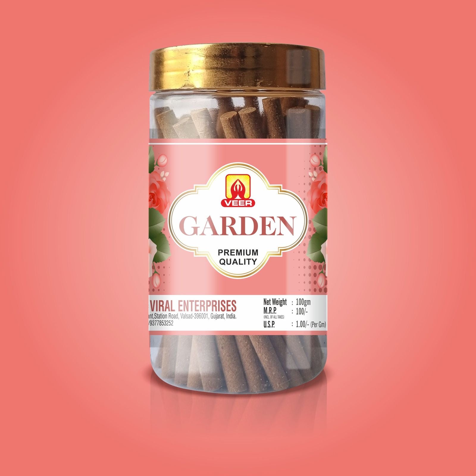 Simply Dhoop Artisanal Garden Dhoop Sticks in a premium 100g glass jar. Charcoal-free, hand-rolled incense with a fresh botanical fragrance.