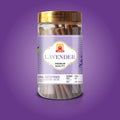 Simply Dhoop Artisanal Lavender Dhoop Sticks in premium 100g glass jar. Hand-rolled, natural, and charcoal-free floral incense.