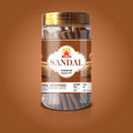 Simply Dhoop Artisanal Sandal Chandan Dhoop Sticks in a premium 100g glass jar. Charcoal-free, hand-rolled premium sandalwood incense.